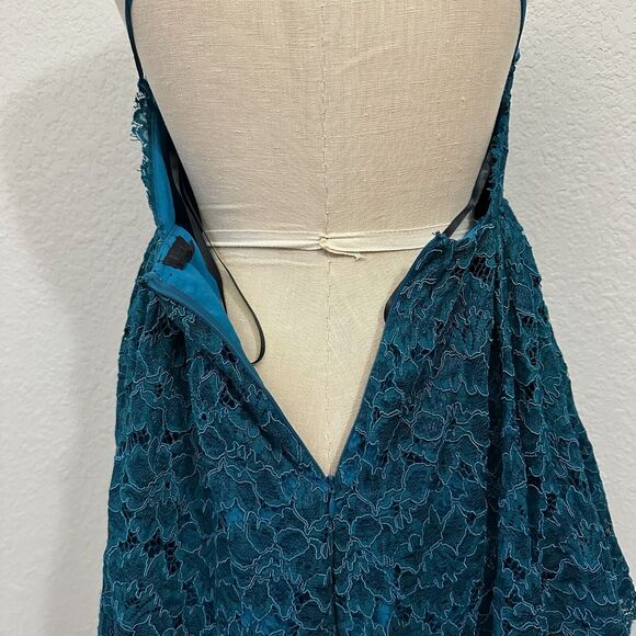 NWOT NBD REVOLVE Strappy Crossback Lace Mini Dress Fit & Flare Bluish Green - Picture 9 of 13